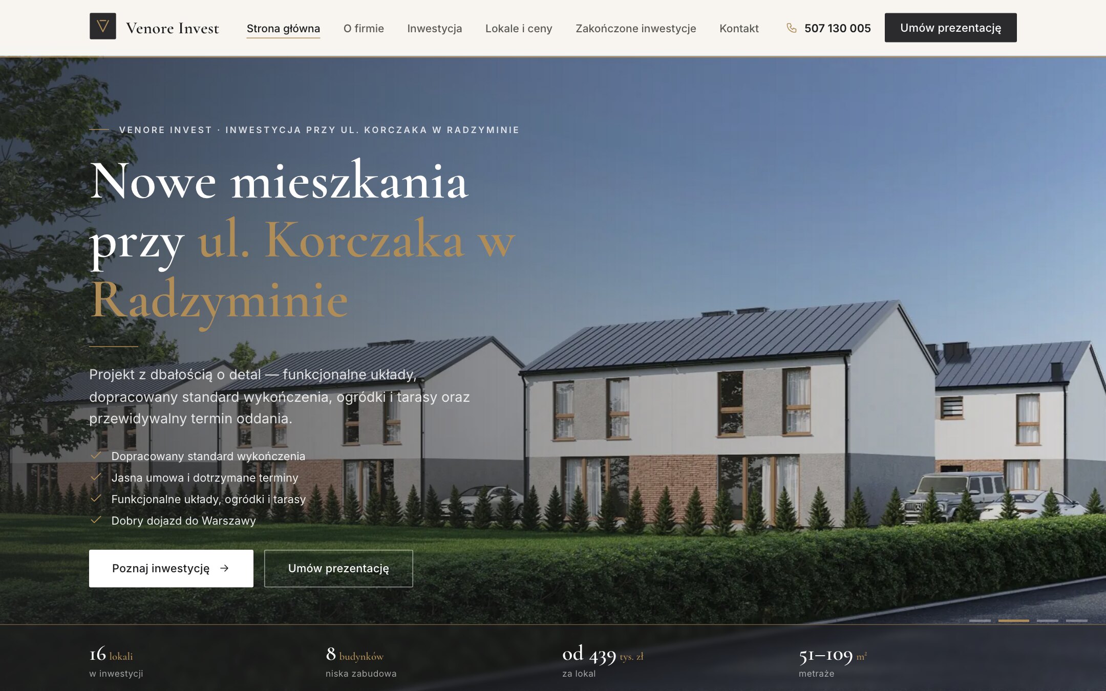 Venore Invest — strona dewelopera zrealizowana przez AD Software